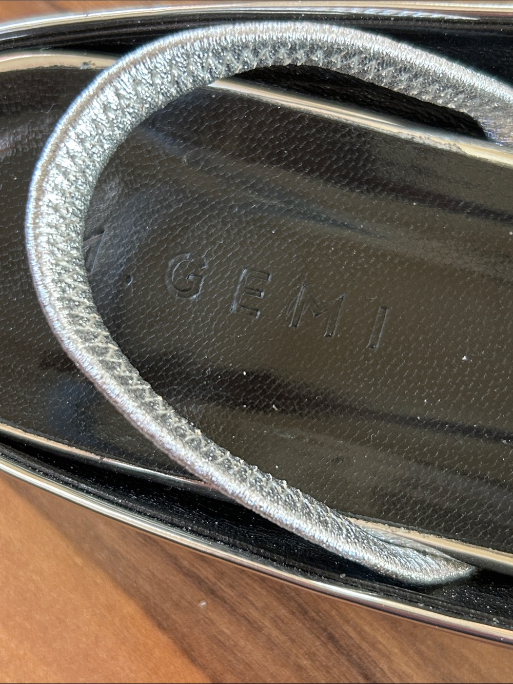 M. Gemi Italian Metallic Silver Slingback Slip Ons Square Toe - Picture 5 of 8